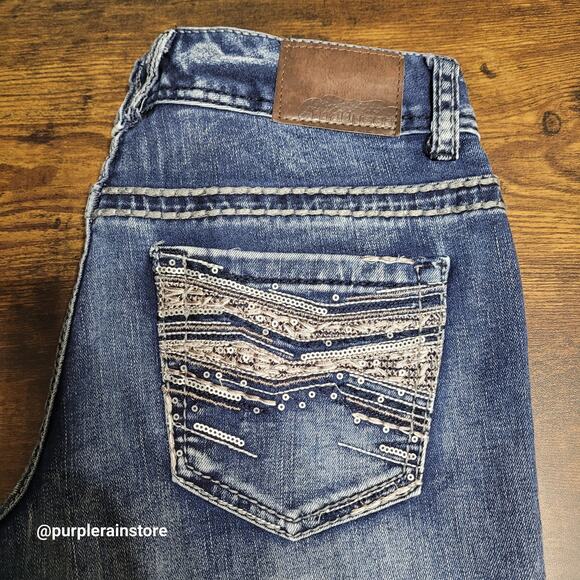 Maurices Jeans 28 Skinny Low Rise Sequins Embellished Thick Stitch Stretch Denim - Picture 3 of 12